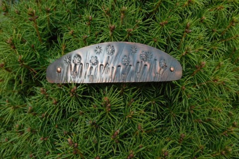 Měděná spona - Ach ta příroda kov kytičky měď andílek autorský šperk 