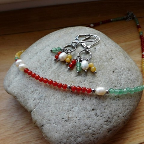 Naušnice-Piolodrahokamy, perla nerez perly polodrahokamy naušnice 