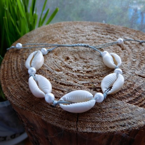 Náramek-Pravé velké mušle náramek pravá perla bíli 