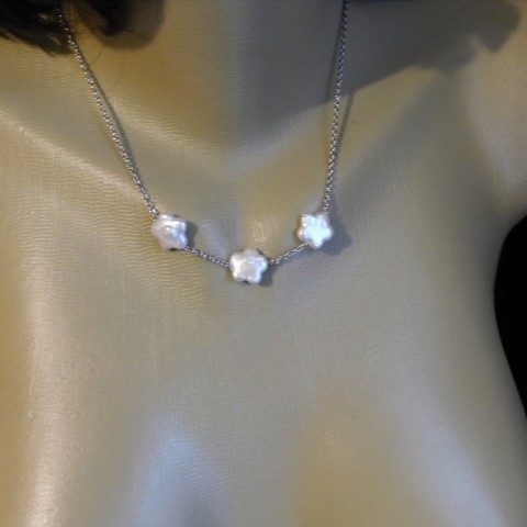 Náhrdelník-nerezový řetízek s keshi náhrdelník nerez perličky keshi 