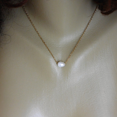 Náhrdelník -jednoduchost perly náhrdelník bílé nerez pozlacená 