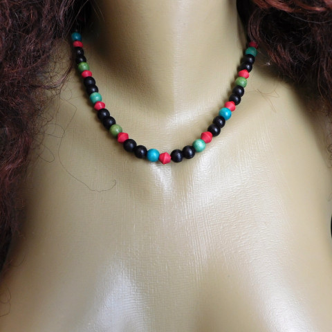 Náhrdelník - korálky barevné dřevo náhrdelník barevný 