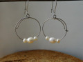 Naušnice nerez, bílé perly