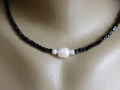 Náhrdelník černý spinel s perlami