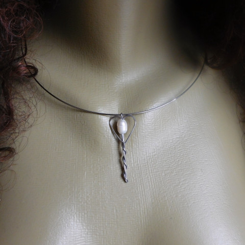 Náhrdelník - srdíčko jinak náhrdelník nerez perla 