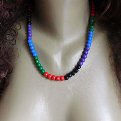 Náhrdelník - barvičky na léto dřevo náhrdelník barvičky 