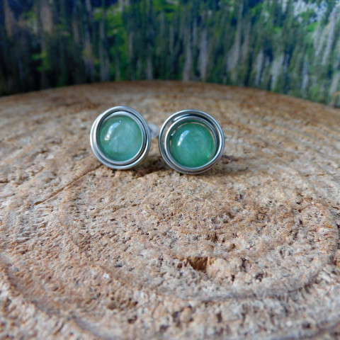 Naušnice  napichovátka, avanturin nerez avanturin naušnice napichovátka 