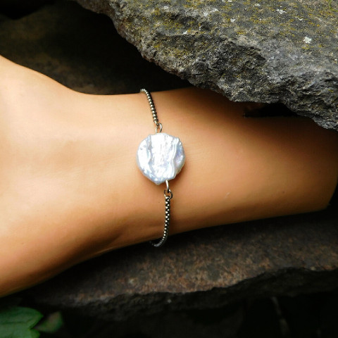 Náramek nerez s keshi perlou náramek nerez keshi perla 