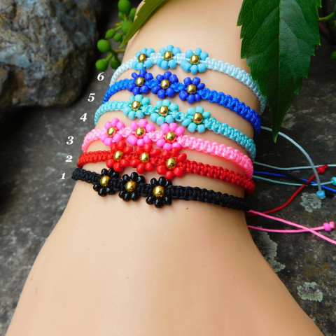 Náramky kytičkové-6 barev náramek nerez jablonecka bižuterie 