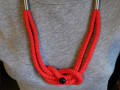 Náhrdelník - červený - nerez, onyx