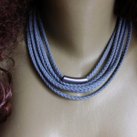 Náhrdelník šedý lankový náhrdelník nerez šedé lanko 