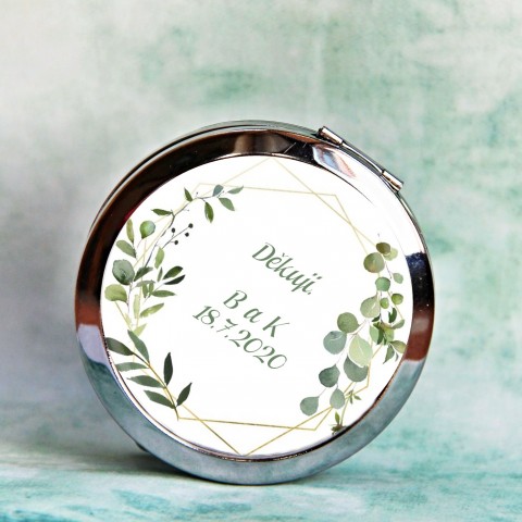 zrcátko Greenery 1 dárek elegantní věnování jméno jaro svatba léto jemné svatební rose monogram poděkování green iniciály nevěsta milé detail družička maminka praktické wedding eukalyptus svědkyně text na přání svatební maminka host eukalyptový greenery 