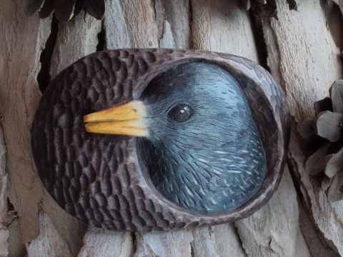 Spona do vlasů - špaček dřevěná spona vlasy ptáček lípa špaček 