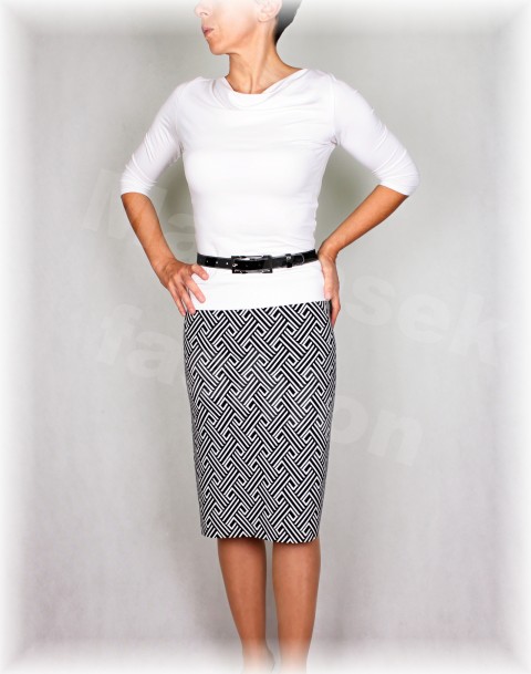 Sukně podzim-jaro vz.462 zima podzim jarní bílá černá sukně úpletová úplet černobílá vzor 