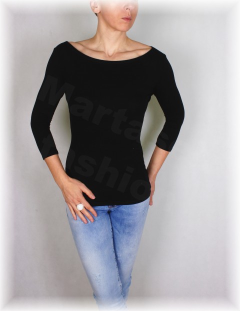 Triko lodička vz.461 (více barev) modrá halenka fialová růžová bílá lodička černá triko tyrkysová řasení 