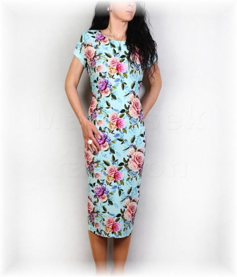 Šaty vz.852 zelená barevné růžová jarní letní květy šaty svatba léto tyrkysová vzor mint oslava pampelišky 