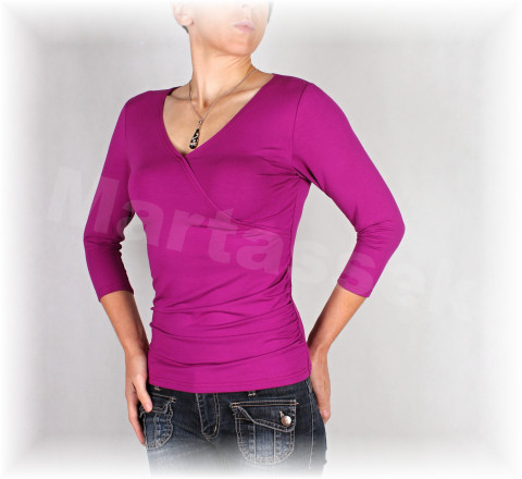 Triko vz.143 -více barev modrá halenka fialová růžová bílá černá triko tyrkysová řasení ostružinová 