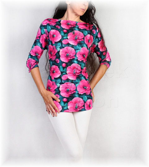 Triko vz.913 SLEVA z 899 kč pestrobarevné zelená barevné růžová letní květy triko šedá luční celoroční vzorované 