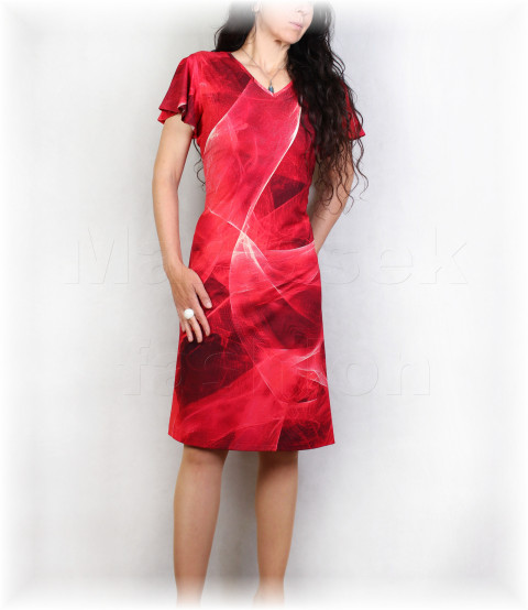 Šaty vz.916 červená barevné jarní letní šaty svatba léto vzor oslava 