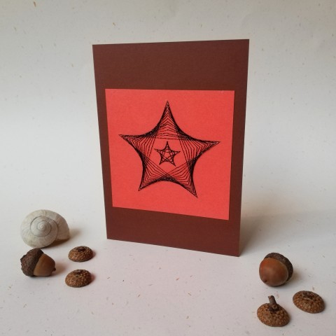 přání vánoční hvězda hnědooranžová vánoce přání vyšívání hvězda výšivka dopis 