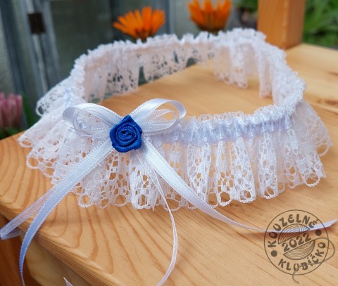 Podvazek 39 mm modrá růžička saténový podvazek zdobený podvazek dámský podvazek krajkový podvazek 