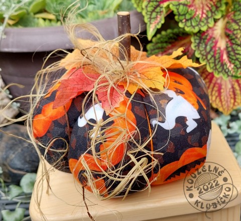 Dýně šitá HALLOWEEN ČERNÁ velká dekorace podzim dýně halloween podzimní dekorace halloweenská dekorace dýnička šitá dýně 