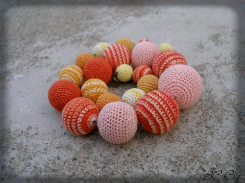 Pomeranče - náhrdelník šperk náhrdelník doplněk oranžová kuličky háčkovaný retro pomeranč duhový veselý korále hravý nápadný citrusy žíhaný 