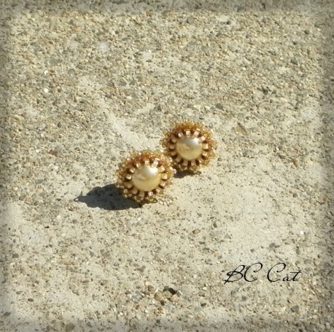 Kvítečky do ouška - Honey šperk korálky doplněk náušnice jaro květ perla perlička kvítek puzeta 