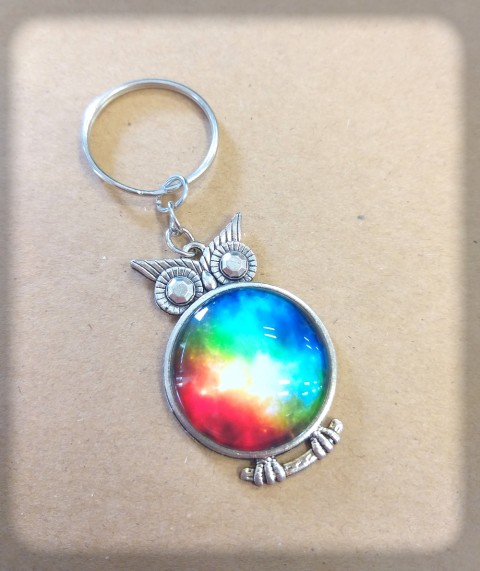 Přívěsek na klíče - Sova no.4 přívěsek radost doplněk klíče ozdoba sova sovička vesmír galaxie sůva moudrost pro štěstí vědomosti vědění univers 