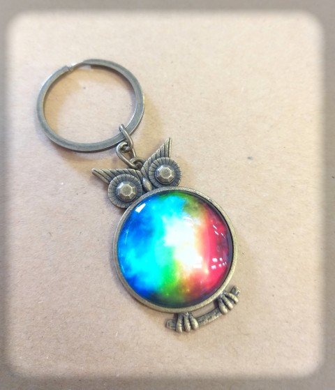 Přívěsek na klíče - Sova no.7 přívěsek radost doplněk klíče ozdoba sova sovička vesmír galaxie sůva moudrost pro štěstí vědomosti vědění univers 