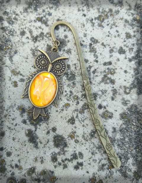 Záložka - Moudrá sova no.4 dárek čtení kniha vintage sova záložka rose kabošon moudrost četba výr knihomol vědění 