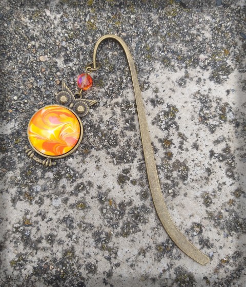 Záložka - Sova baculka no.1 dárek čtení kniha vintage sova záložka rose kabošon moudrost četba výr knihomol vědění 