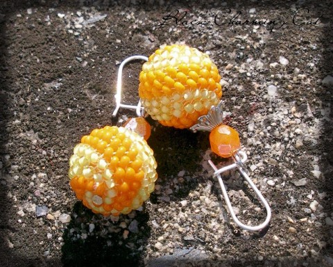 Pomeranč a limetky - náušnice šperk doplněk náušnice kuličky obšívané 