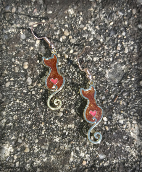 Kočičky a srdíčka no.3 šperk srdce doplněk náušnice srdíčko kočka kočička rostlina koťátko 