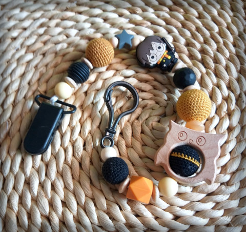 Klip na dudlík - Harry Potter dřevo korálky přírodní miminko korále klip mimi dudlík harry potter drobeček klip na dudlík na dudlík 