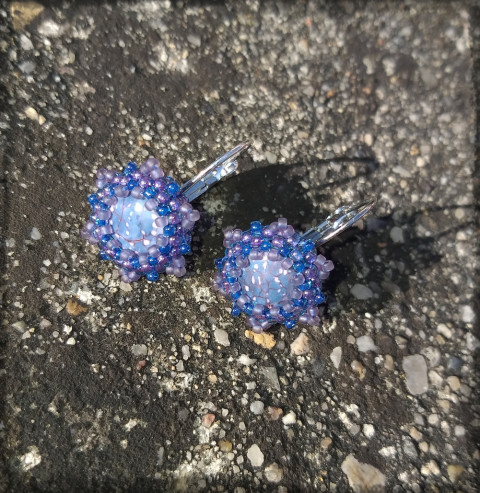 Borůvkové potěšení - náušničky šperk radost doplněk náušnice modrá fialová romantika květ kvítek sladké roztomilé polymer drobné hvězdička borůvka bobule fimošon droboučké 