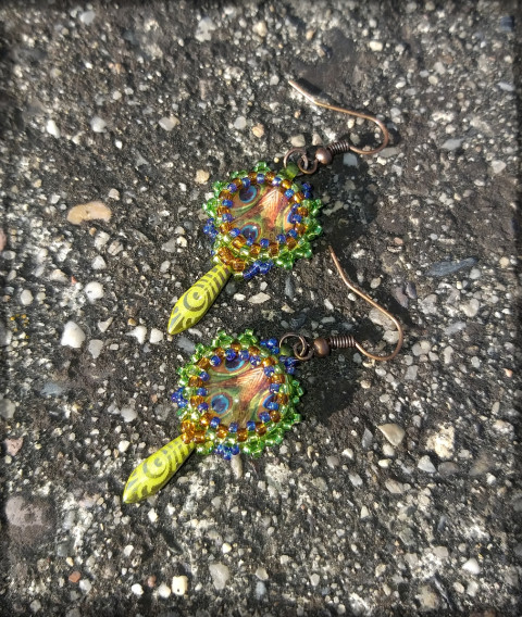 Paví oka no.1 šperk oko doplněk náušnice paví páv pero jazýček peří jazyk 