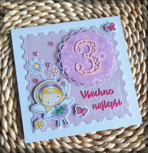 Přání no.4 dárek mašle přání blahopřání medvídek medvěd dáreček scrapbook přáníčko gratulace pro radost pro štěstí s obrázkem embosování 