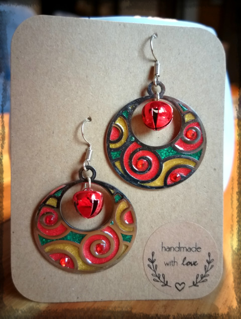 Ozdoba s rolničkou - náušnice šperk dárek doplněk náušnice zima vánoce dáreček ozdoba dárky cukroví advent svátky ozdůbka rolnička 