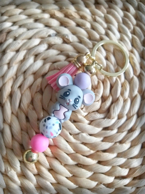 Myška - růžová šperk přívěsek doplněk veselé myš myška zvířátko myšička na tašku silikon na klíče srandovní zíábava 