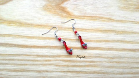 Náušnice střevíčky červené červená korálky náušnice bižuterie pár střevíčky korfida pantoflíčky 