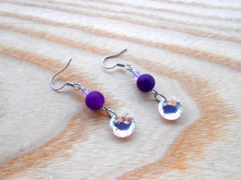 Sw. Classic Cut a dračí achát přívěsek achát korálky náušnice fialová dívčí elegantní kolečko violet extravagantní lesk chirurgická ocel swarovski sluníčka sluníčko korálek taneční ples hypoalergenní crystal dračí lesklé čiré třpytivé antialergenní pár ab proženy classic cut 