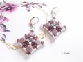 Náušnice šité krajkové fialové