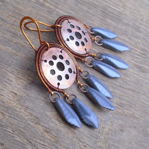 Tanečnice náušnice šedá měď vlčí měděná orient 