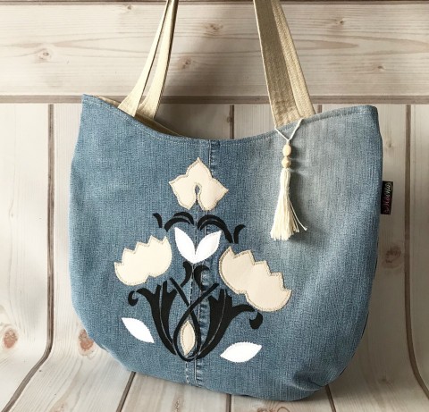 Riflová aplikovaná... kabelka taška dívčí veselá mentol 