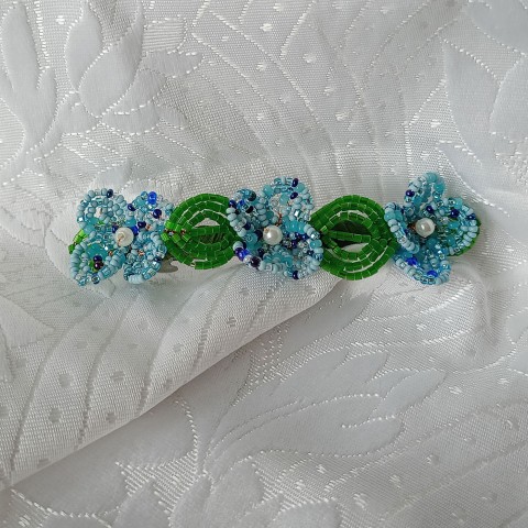 Modré kvítky - spona šperk spona modrá jarní květy jaro vlasová pomněnky do vlasů 