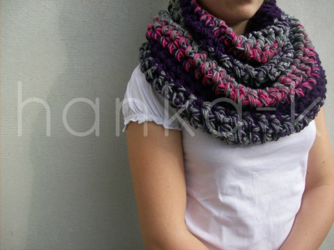 Nákrčník žíhaný s fialovou háčkovaný šála nákrčník šálka kruhový tunel spojený šál 