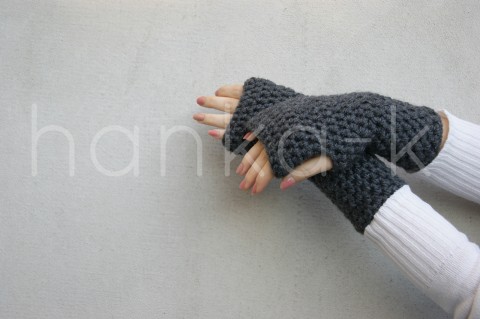 Návleky na ruce tmavě šedé návleky rukavice bezprstové 