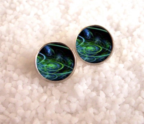 Náušnice z pryskyřice náušnice barevné pecky kulaté puzeta grafika pesté 